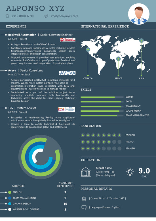 Infographic Resume Template- Editable | Instant Download