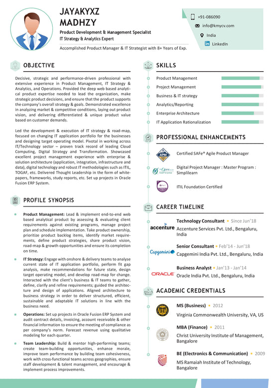 Visual CV Editable Template | Word Format | Experienced and Fresher