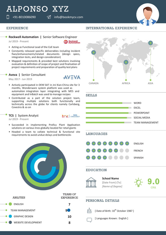 Infographic cv -Instant Download- Word format- ATS Optimized