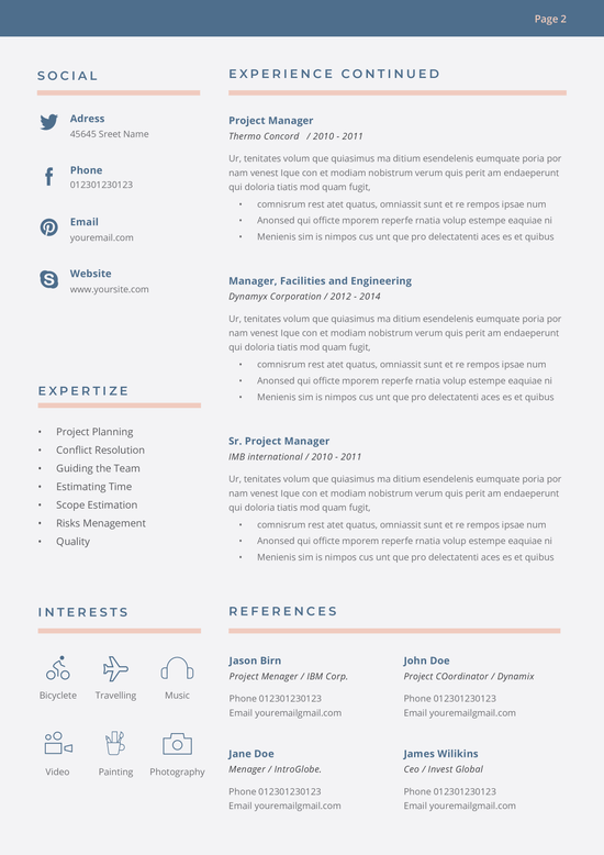 ATS Optimized Two page resume | 100% Editable