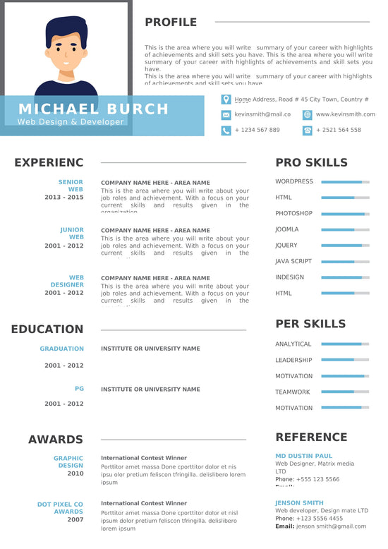 One page resume | ATS Resume Template | 100% Editable