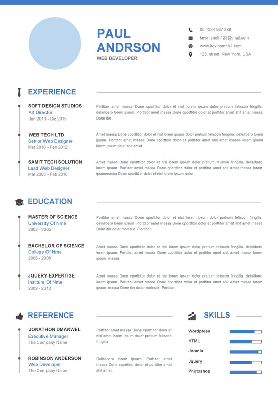 Blue Resume Template | ATS Resume | With Cover Letter