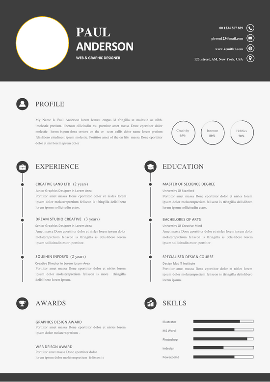 One Pager Resume- Black | ATS Template | Editable